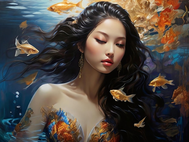 Beauty asian mermaid photo aesthetic