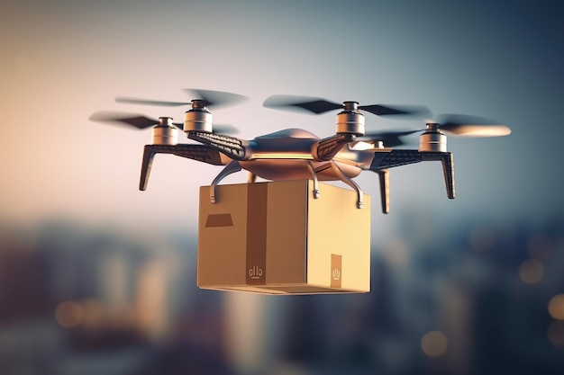 Beauty and atmosphere of unmanned drone deliveries Generative AI