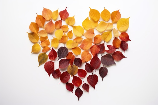 Beauty of autumn with a fall foliage background Heart shape Generative AI