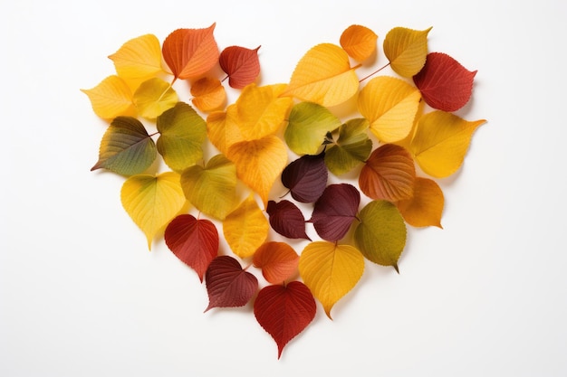 Beauty of autumn with a fall foliage background Heart shape Generative AI