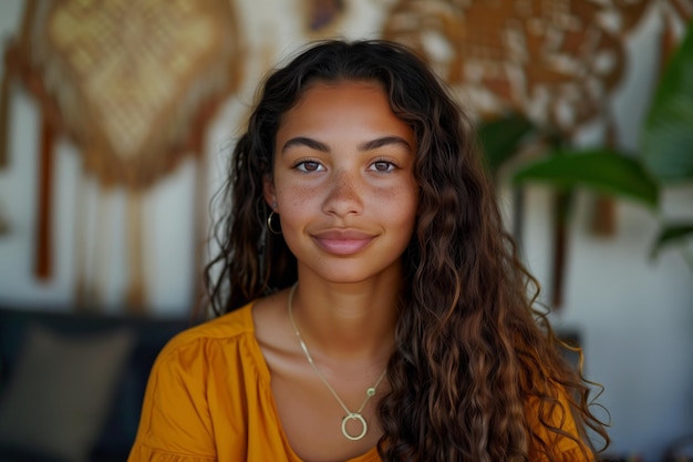 Photo beauty brunette moroccan beauty teenager looking at camera in the street