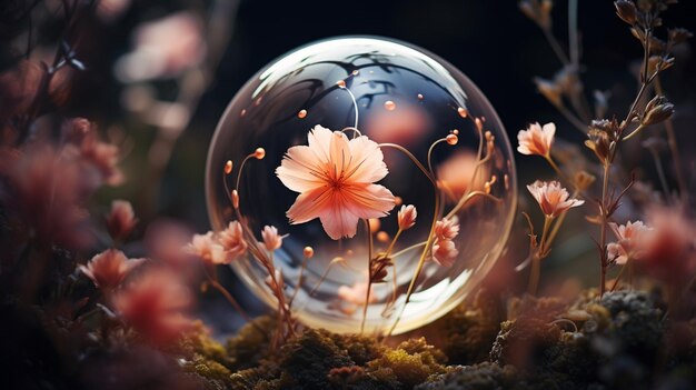 Beauty in a bubble a delicate flower captured Aigenerated