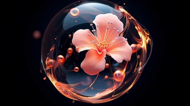 Beauty in a bubble a delicate flower captured Aigenerated