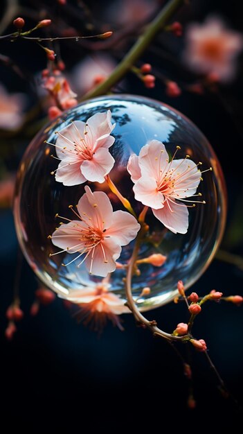 Beauty in a bubble a delicate flower captured Aigenerated