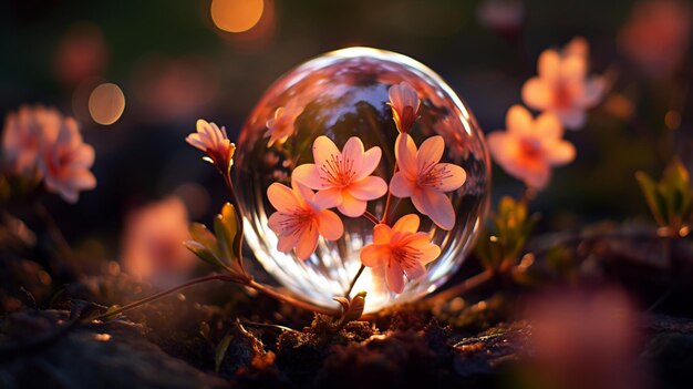 Beauty in a bubble a delicate flower captured Aigenerated