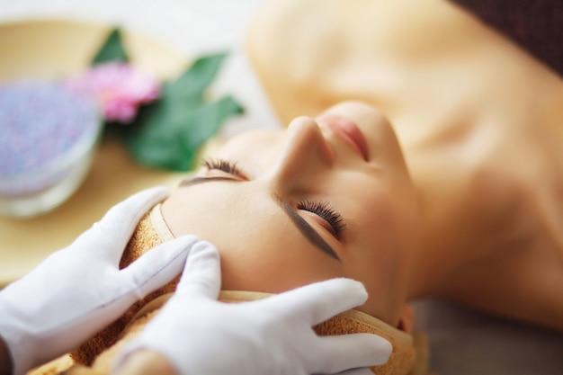 Beauty and Care. Spa Salon. Girl With Towel On Head. 