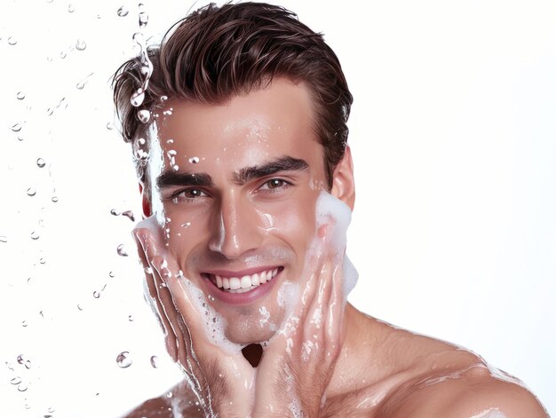 Beauty Clinic skincare handsome male model posing