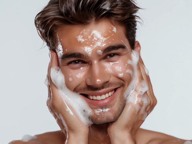 Beauty Clinic skincare handsome male model posing