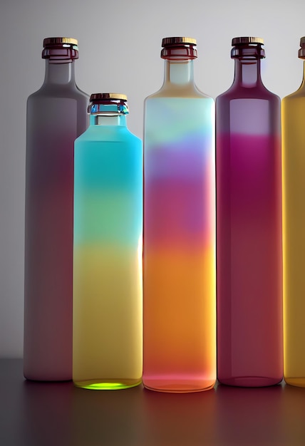 Bottiglie di vetro da cocktail colorate di bellezza 01
