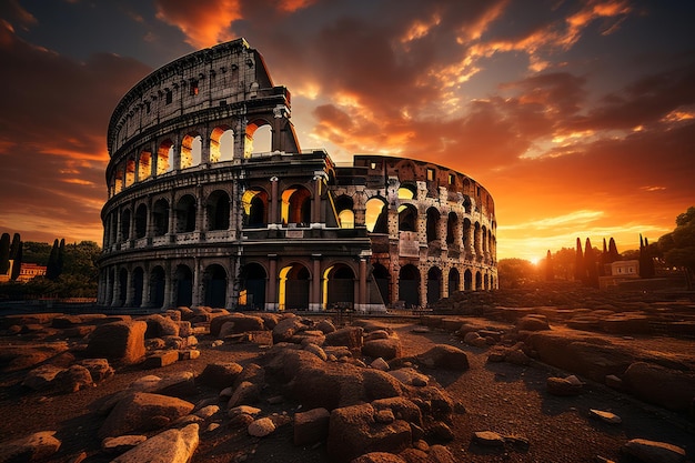 The beauty of the Colosseum at dawn High quality photo