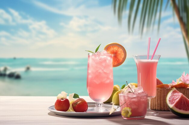 Beauty concepts summer vacation and pleasant leisure time with drinks