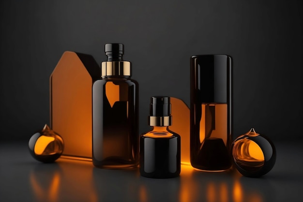 beauty cosmatics bottlesdark orange