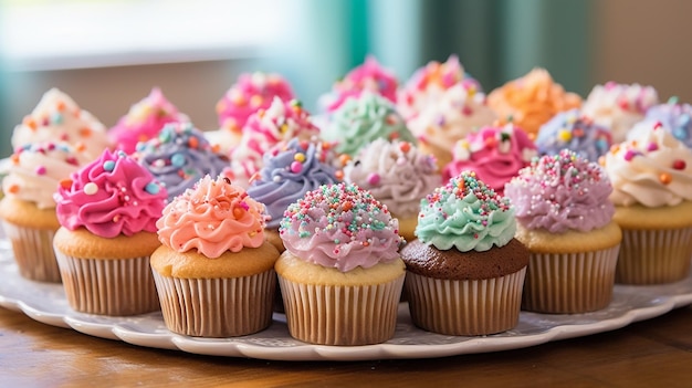 The beauty of cupcakes with their perfectly piped swirls of frosting and sprinkles