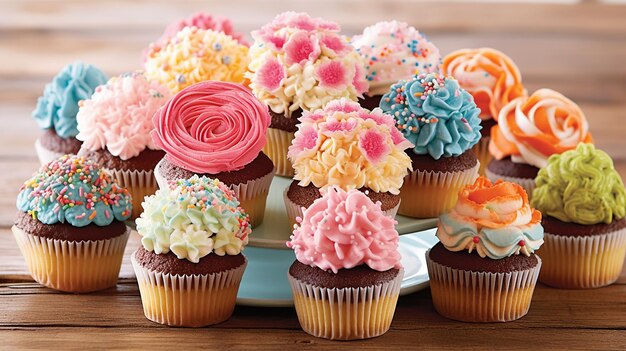 The beauty of cupcakes with their perfectly piped swirls of frosting and sprinkles