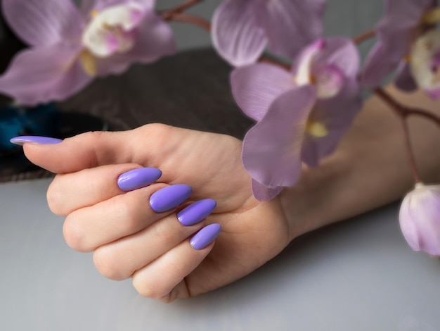 Foto bellezza mani femminili eleganti con manicure francese