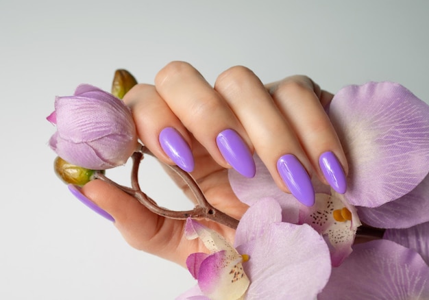 Bellezza mani femminili eleganti con manicure francese