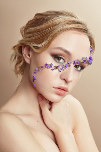 Beauty face makeup, cosmetics from flower petals