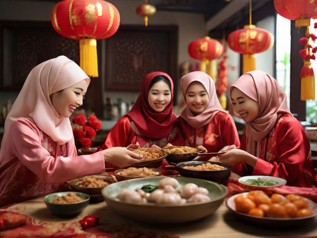 中国の新年中の家族の伝統の美しさ