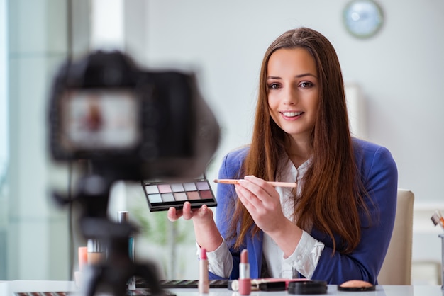 Beauty fashion blogger recording video