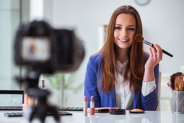 Beauty fashion blogger recording video