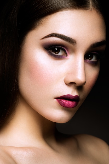 Beauty fashion model girl with bright makeup