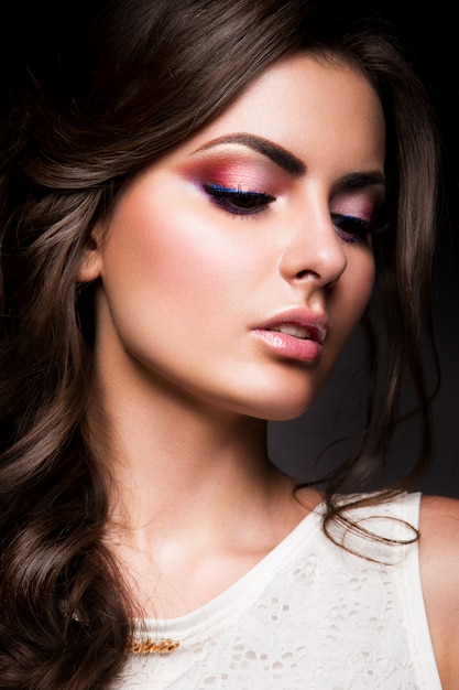 Beauty fashion model girl with bright makeup