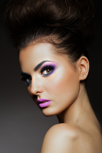 Beauty fashion model girl with bright makeup