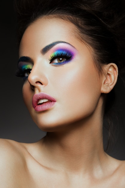 Beauty fashion model girl with bright makeup