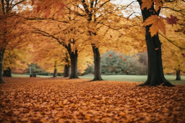 The beauty of the forest in autumn that makes the leaves fall and makes the heart happy