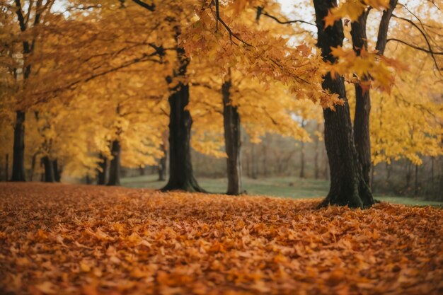 The beauty of the forest in autumn that makes the leaves fall and makes the heart happy