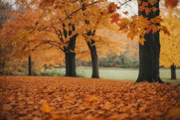 가을에 숲의 아름다움은 잎이 떨어지고 마음을 행복하게 만 ⁇ 니다.