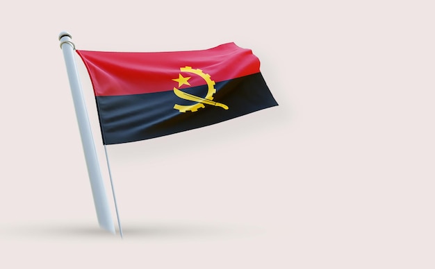 A beauty full Flag for Angola on a white background 3D render