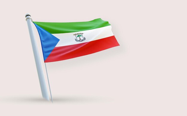 A beauty full Flag for Equatorial Guinea on a white background 3D render