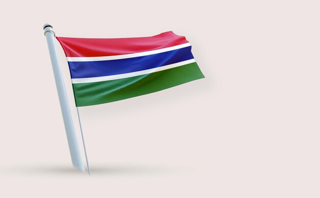 A beauty full Flag for Gambia on a white background 3D render