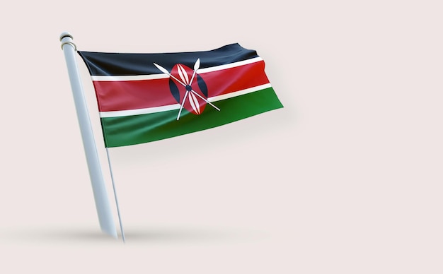 Красивый флаг Кении на белом фоне 3D-рендер