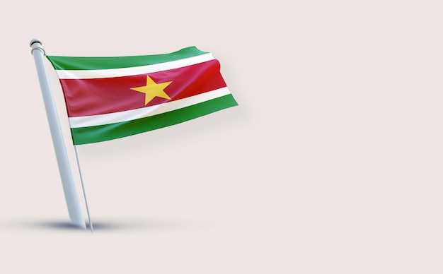 A beauty full Flag for Suriname on a white background 3D render