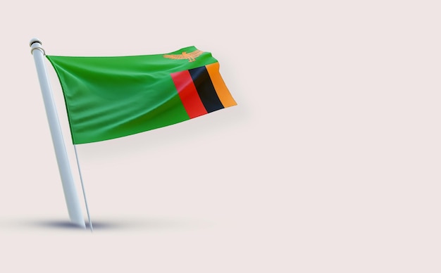 A beauty full Flag for Zambia on a white background 3D render