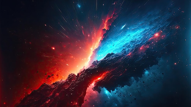 beauty of galaxy  nebula space fantasy background wallpaper. Generative ai.