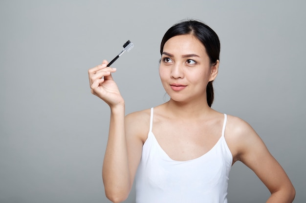 A beauty girl on the grey background