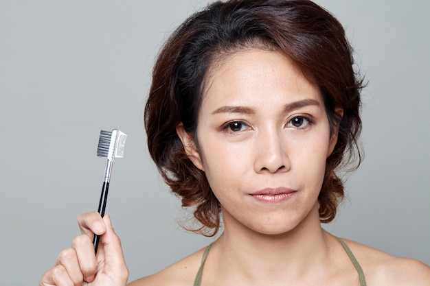 A beauty girl on the grey background