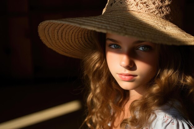 Photo beauty girl hair young female model hat portrait person nature face caucasian