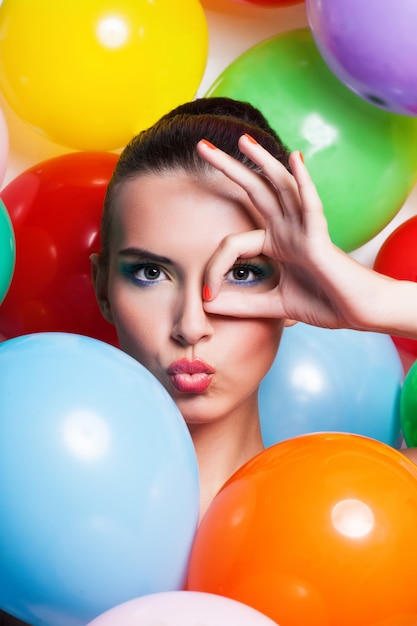 Beauty girl portrait with colorful makeup