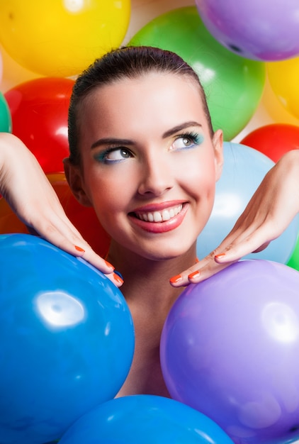 Beauty Girl Portrait with Colorful Makeup