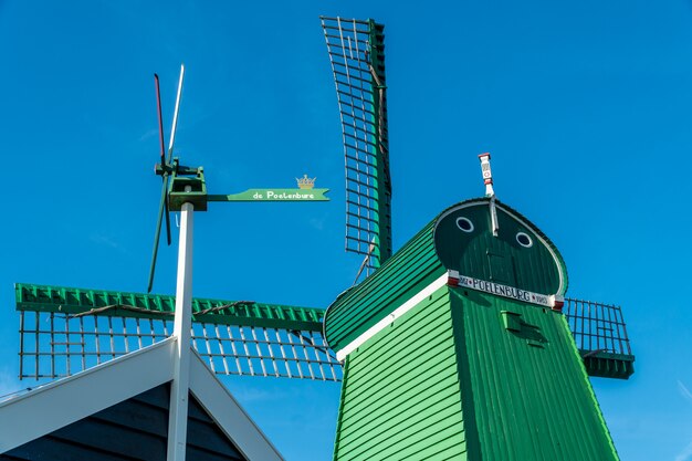 Beauty green windmill in Netherlands