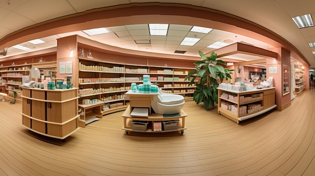 Beauty and health products store interior