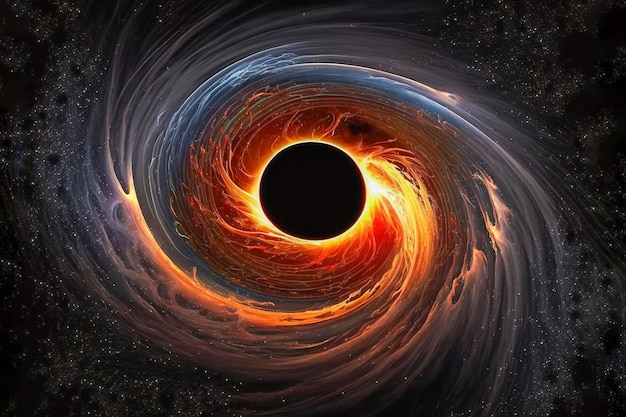 The beauty of a huge black hole swirling and spiraling everything around it Generative AI