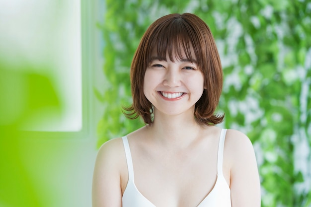 beauty image / smiley woman / green