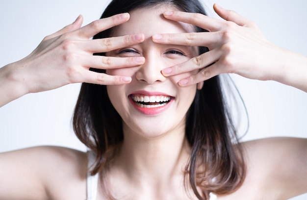 Beauty image of young Asian girl at home