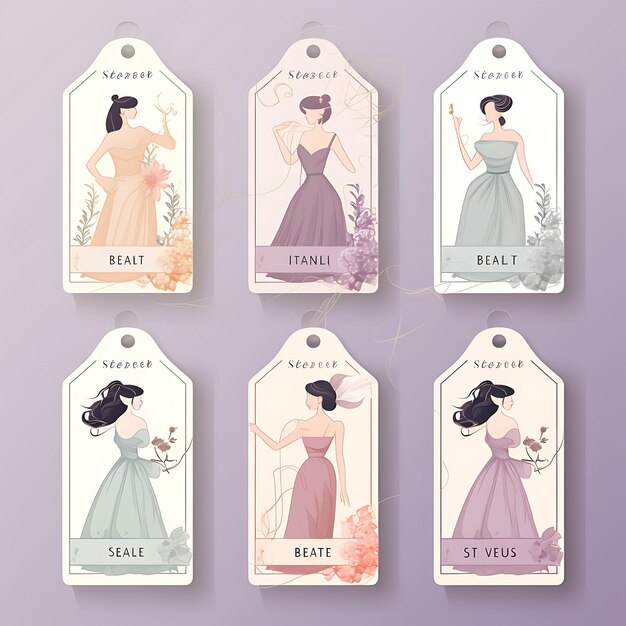 Beauty influencer tag card pastel paper dreamy and ethereal 2d vector design collection card flat