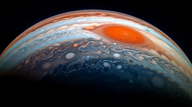 The Beauty of Jupiter with Its Red Spot a Massive Storm